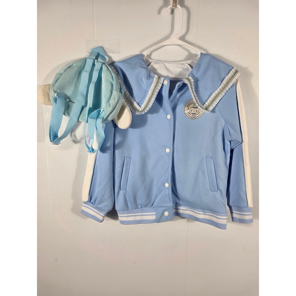 Kids Blue Sanrio Cinnamoroll Bomber Jacket Sailor Collar Lond Sleeves an a Bag - Picture 10 of 13